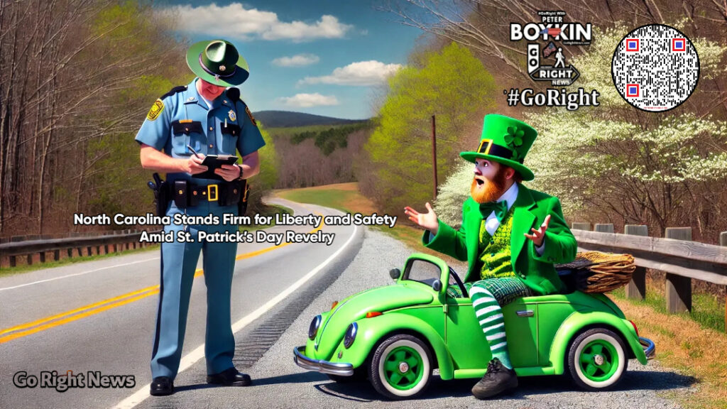 🚨 Busted! Leprechaun Pulled Over in North Carolina? The Shocking Truth Behind St. Patrick’s Day Crackdown! 🍀🚔 You won’t believe what’s happening on North Carolina roads this St. Patrick’s Day! As festivities kick off, law enforcement is out in full force with the “Booze It and Lose It” campaign—cracking down on impaired drivers before tragedy strikes. With 784 DWIs last year (including 71 underage drivers!), the stakes are higher than ever. Meanwhile, a controversial Senate bill aims to hike car inspection fees—safety measure or money grab? Go Right News and Peter Boykin break it all down with a Constitutionalist’s fire. Read now before your wallet—or your freedom—takes a hit! #GoRight 🚨 #NorthCarolina #StPatricksDay #BoozeItAndLoseIt #DWI #Constitution #NCPolitics #GoRightNews #PeterBoykin #FreedomFirst