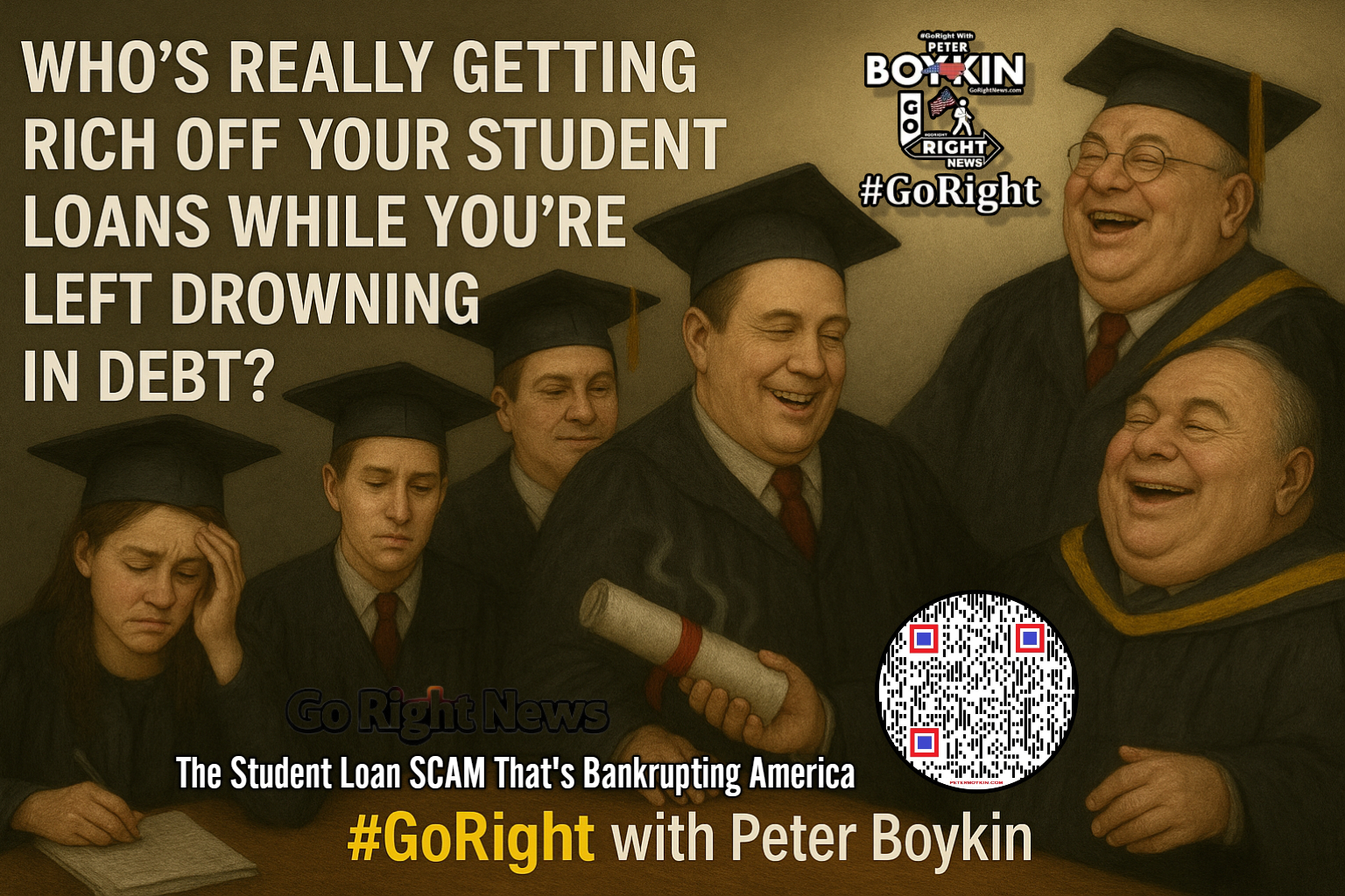The Student Loan SCAM That's Bankrupting America: Everyone Got Rich Except the Students Left Drowning in Debt! Think your student loan debt is your fault? Think again. The truth is that millions were sold a lie by colleges, banks, and politicians on BOTH sides of the aisle. From skyrocketing tuition to broken promises of “good jobs,” this crisis isn't about laziness—it’s about betrayal. Students were told to go to college, take out loans, and chase the American Dream. But while universities, banks, bureaucrats, and politicians cashed in, graduates were left drowning in debt with broken promises and no return. This isn’t a partisan failure—it’s a full-blown system collapse. And the victims? The students who did everything right. Read how the system failed us all and what must change NOW. #StudentLoanScam, #EducationCrisis, #GoRight, #PeterBoykin, #CollegeDebt, #BrokenSystem, #LoanReformNow, #BothPartiesFailedUs, #DebtTrap, #FixTheSystem, #StudentLoanCrisis, #DebtNotDiscipline, #GoRight, #PeterBoykin, #CollegeScam, #EducationFraud, #LoanReform, #SystemFailure, #StudentsDeserveBetter, #AccountabilityNow