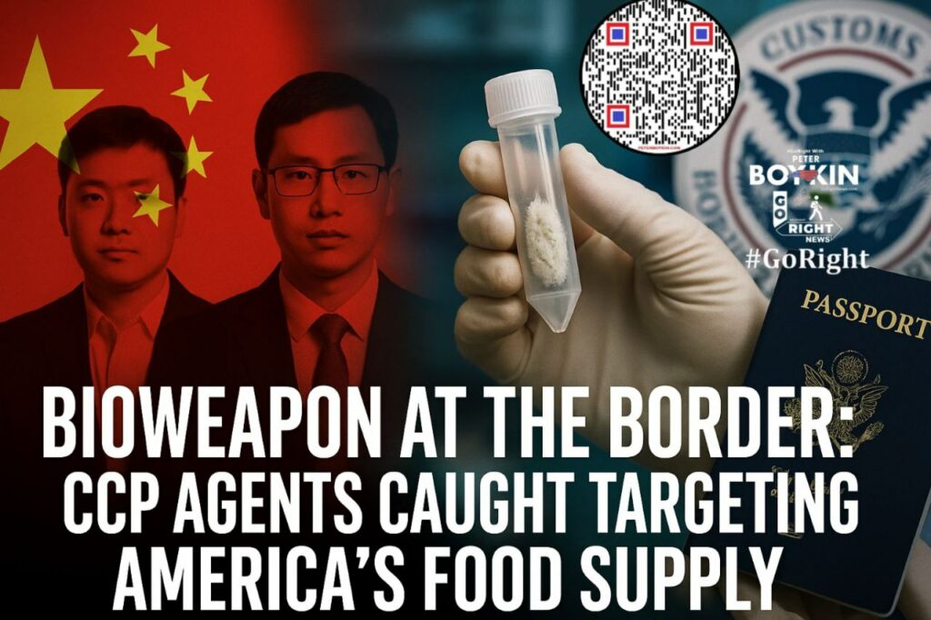 CCP’s Silent Attack: Chinese Scientists Caught Smuggling Bioweapon to Poison America’s Food Supply Two Chinese nationals linked to the CCP have been caught smuggling a crop-killing biological weapon into the United States. The fungus, *Fusarium graminearum*, is capable of destroying vital food sources like wheat and corn—posing a serious threat to American agriculture and public health. This arrest exposes the CCP’s silent war on America through biological infiltration, cyberattacks, and infrastructure sabotage. Is this the next phase of their attack? #GoRight, #PeterBoykin, #CCPThreat, #BioweaponPlot, #Agroterrorism, #AmericaFirst, #StopTheCCP, #FoodSupplyUnderAttack, #SecureAmerica, #ChinaInfiltration, #NationalSecurityCrisis, #BioWarfare, #WakeUpUSA, #DefendOurFarms, #TruthMatters, #GoRightNews, #ConstitutionFirst, #ExposeTheCCP --- ### 🧨 **Title:** **CCP’s Silent Attack: Chinese Scientists Caught Smuggling Bioweapon to Poison America’s Food Supply** --- ### 🧠 **Description:** Two Chinese nationals linked to the CCP have been caught smuggling a crop-killing biological weapon into the United States. The fungus, *Fusarium graminearum*, is capable of destroying vital food sources like wheat and corn—posing a serious threat to American agriculture and public health. This arrest exposes the CCP’s silent war on America through biological infiltration, cyberattacks, and infrastructure sabotage. Is this the next phase of their attack? --- ### 📲 **Hashtags:** \#GoRight #PeterBoykin #CCPThreat #BioweaponPlot #Agroterrorism #AmericaFirst #StopTheCCP #FoodSupplyUnderAttack #SecureAmerica #ChinaInfiltration #NationalSecurityCrisis #BioWarfare #WakeUpUSA #DefendOurFarms #TruthMatters #GoRightNews #ConstitutionFirst #ExposeTheCCP